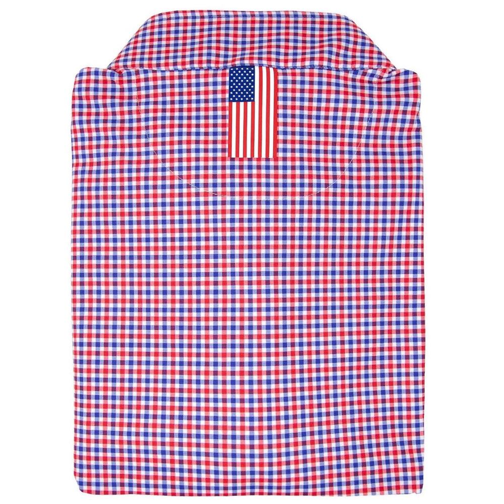 Men's Rhoback Pullover Quarter Zip Top Shirt Red Plaid Team USA Flag sz M NWOT - Picture 2 of 8